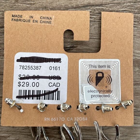 Urban Outfitters Silver Tone Rhinestone Hoop Earrings Various Sizes - Picture 3 of 3